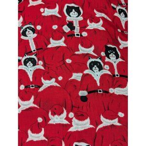 Vintage Hi Fashion Fabrics Inc. Cat Santa Print Cotton Fabric 44"x114"